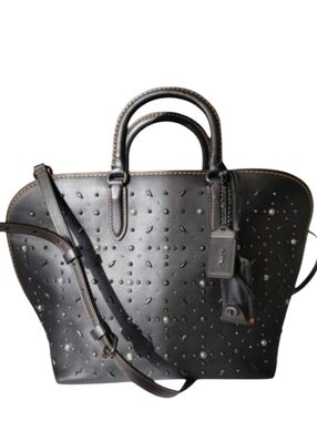 Coach Black Leather Rivets Dakota Satchel Crossbody Bag